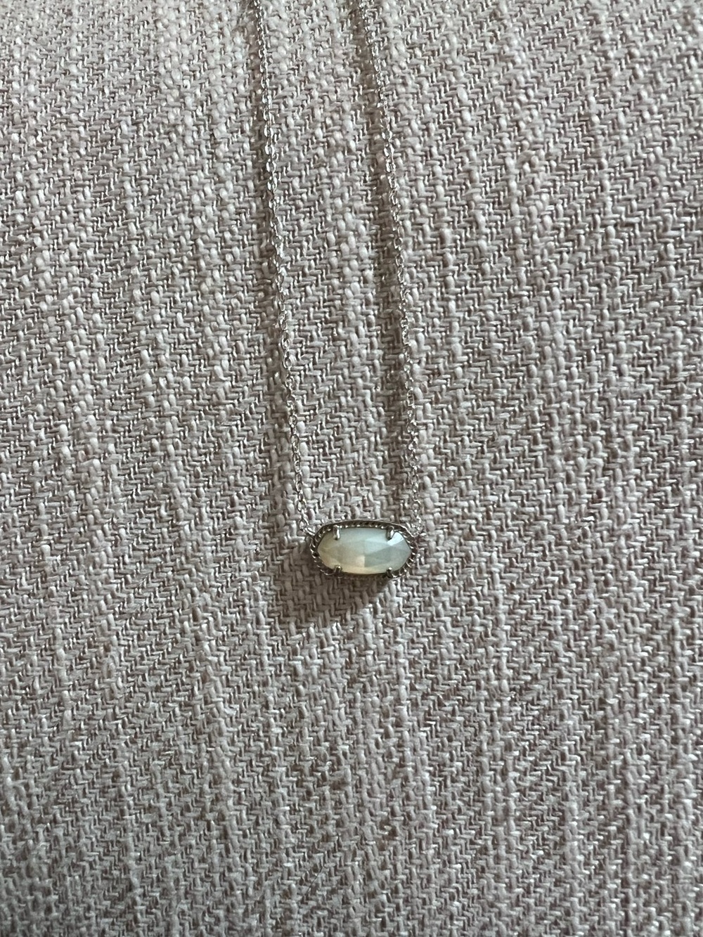 Kendra Scott Silver Oval White Opal Pendant Necklace
